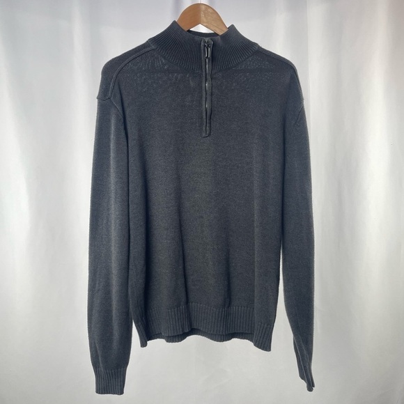 Oscar De La Renta Cotton Blend 1/4 Zip Sweater in Grey‎ Size Large - Picture 1 of 4